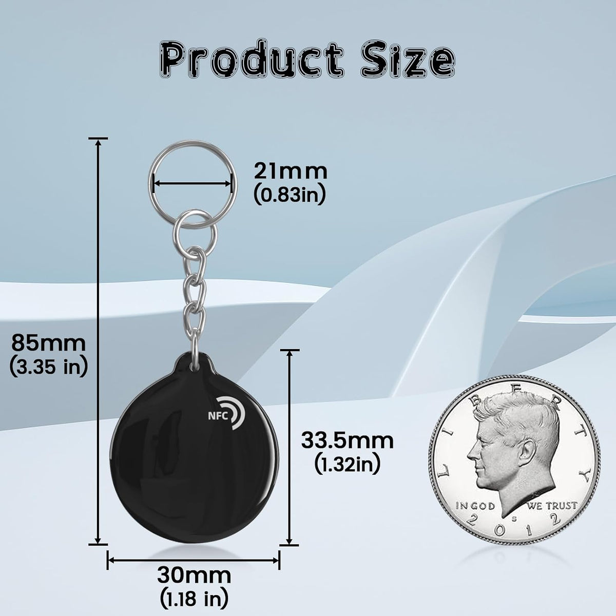 ZHAOYU 10PCS Black NFC Keychains NTAG213 Chips Programmable NFC Tags NFC Keyfobs NFC Cards，Compatible with NFC-Enabled Phones & Devices