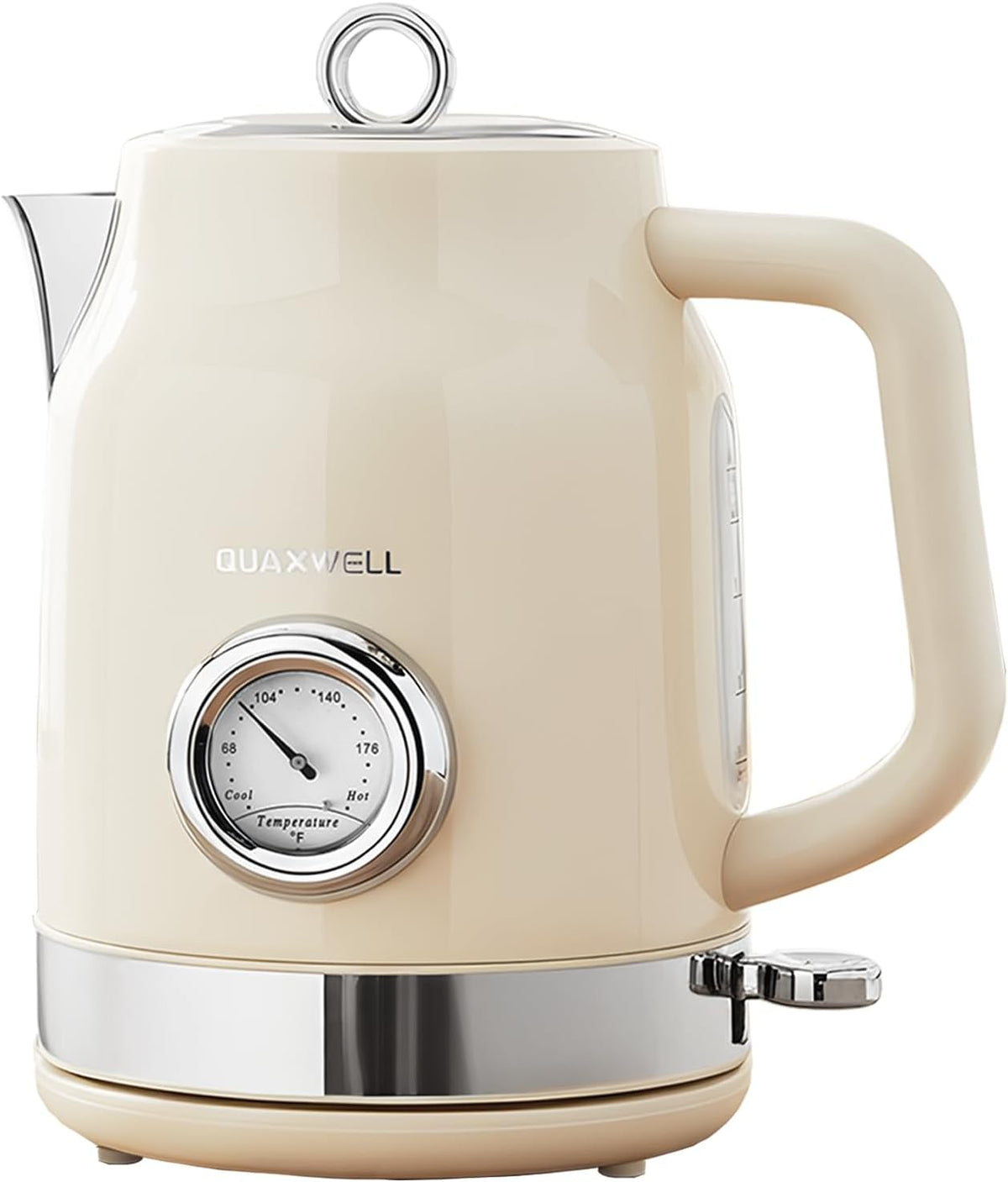 Retro Electric Tea Kettle, 1.7L, Matte White and Gold