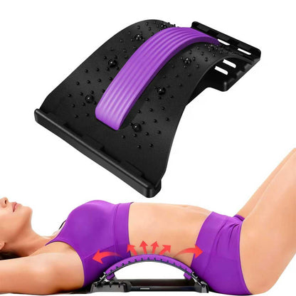 Back Stretcher - 4-Level Adjustable Lumbar Support Board & Back Cracker for Lower Back Pain Relief, Home Office Use (Blue)