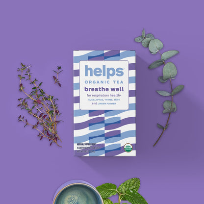 HELPS TEAS | Helps Breathe Well Tea | Organic herbal blend of Eucalyptus, Thyme, Tila and Mint that clear your sinuses and strengthening your inmune system | 16 Tea Bags - Pack of 3 |