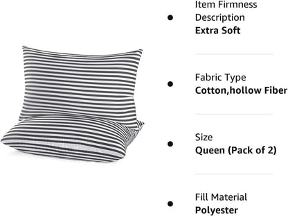 EIUE Hotel Collection Bed Pillows for Sleeping 2 Pack Queen Size，Pillows for Side and Back Sleepers,Super Soft Down Alternative Microfiber Filled Pillows,20 x 30 Inches