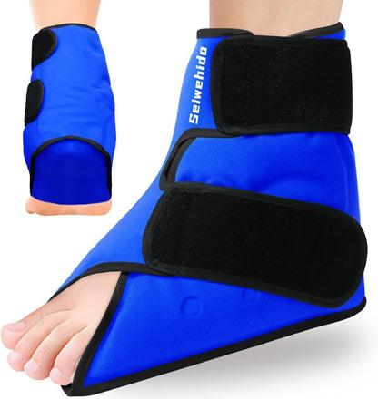 Ankle Ice Pack Wrap for Heel Swelling Pain Relief Reusable Gel Hot Cold Compress for Achilles Tendonitis Plantar Fasciitis, Post-Surgery, Sports Injury(1pcs,Blue)