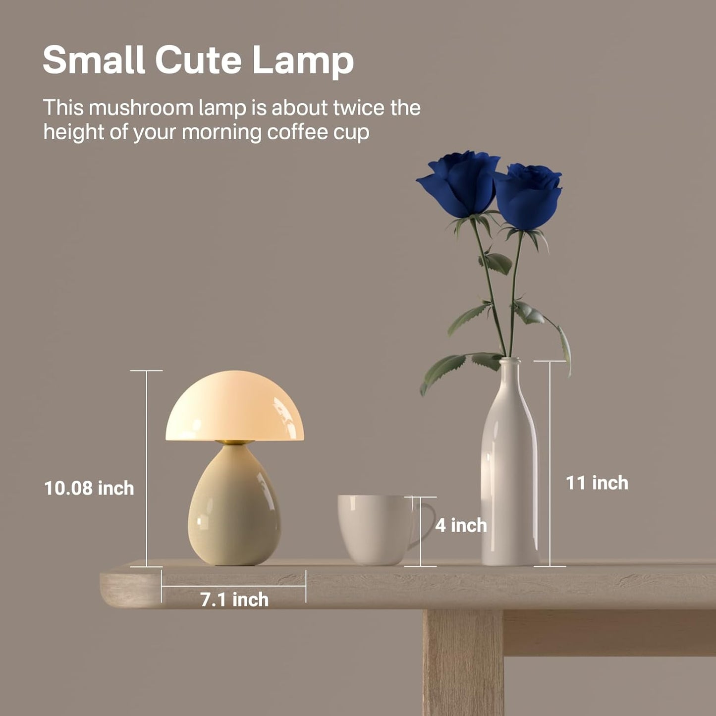 Dawnwake Mushroom Lamp Table Lamp for Bedroom,Desk Bedside Small Lamps for Living Room Night Stands,Mushroom Decor Cute Mini Modern Mid Century Lamps,Unique Aesthetic Home Living Room Decor(White)