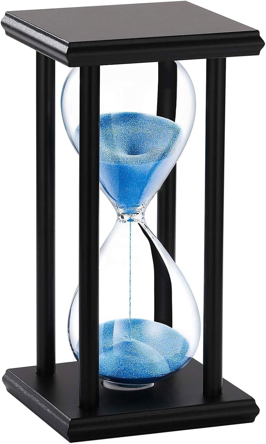 SuLiao Wood Hourglass 30 Minute, Black Wooden Stand Sand Timer Clock, Black Sand Watch 30 Min, Antiguo Reloj De Arena Half Hour, Large Unique Glass Sandglass for Home, Desk, Office Decorative