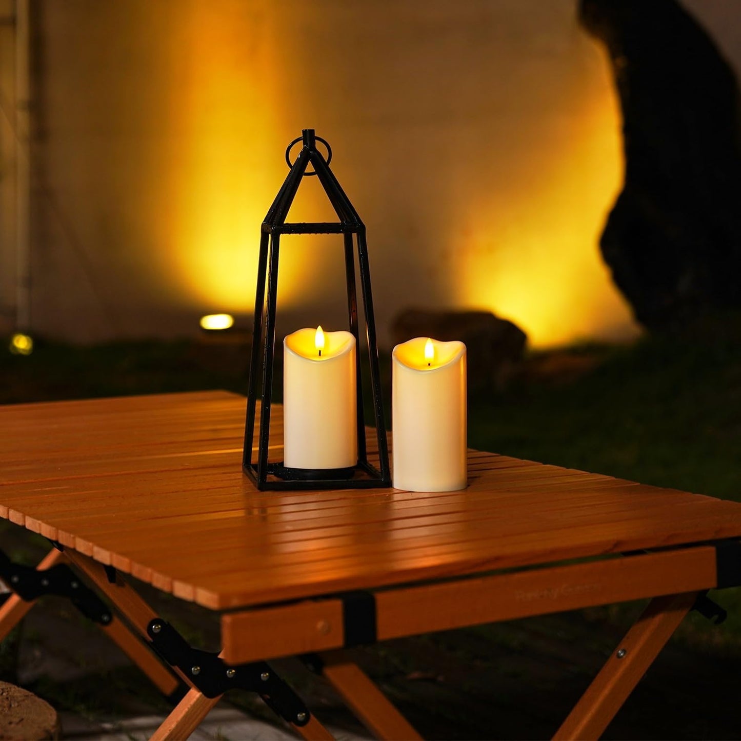 Homemory 6"x3" Outdoor Waterproof Flameless Candles, LED Candles, Battery Operated Candles with Remote and Timers, Electric Fake Plastic Pillar Candles, Ivory White, Set of 2