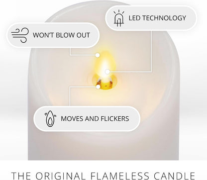 Luminara Flameless LED Battery Operated Ivory Pillar Candle, Flickering Realistic Moving Flame, 3" x 4.5" Luminous Real Wax Indoor Home Decor Pack of 1
