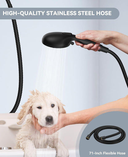 6-Setting Shower Head with Handheld, JDO High Pressure Hand held Shower Head, 4.7 Inch Chrome Detachable Showerhead Set with 59 Inch Stainless Steel Hose and Adjustable Showerhead Holder