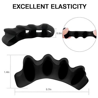 2PCS Toe Spacers for Women and Men, Toe Separators for Pedicure, Bunion Corrector, Hammer Toe Straightener, Plantar Fasciitis, Toe Spreaders for Foot Pain Relief and Foot Health. (2, Black)