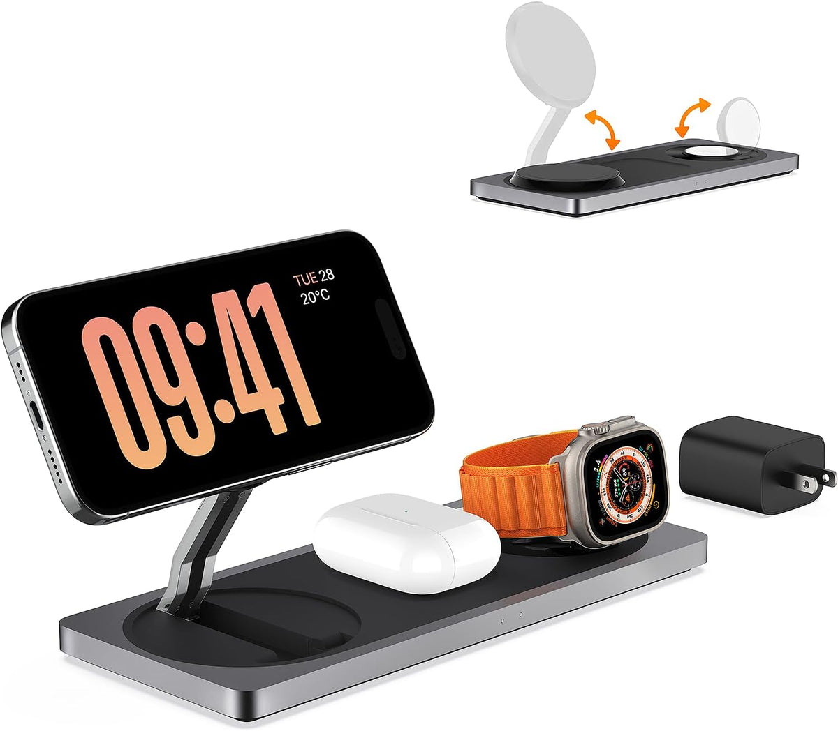 PETINO 3 in 1 Wireless Charging Station for Apple Devices with MagSafe