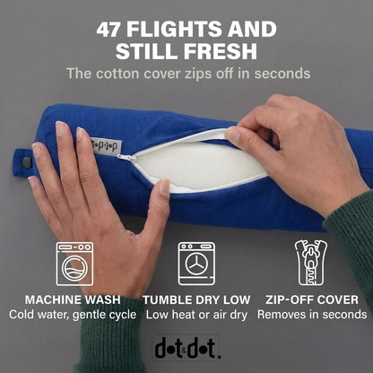 Dot&Dot Twist Memory Foam Travel Pillow, Bendable Neck Pillow for Airplane, Car and Home, 26-Inch Adjustable Roll with Washable Cotton Cover, Gray