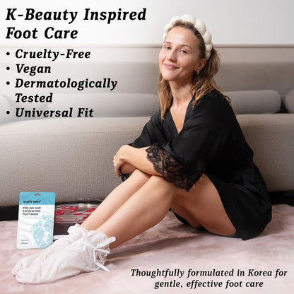 One's Own Korean Exfoliating Foot Peeling Mask, Moisturizing Foot Mask for Dry Cracked Feet, Feet Exfoliator to Peel Off Dead Skin & Callus Removal for Baby Soft Skin, Cruelty-Free & Safe, 2 Pair