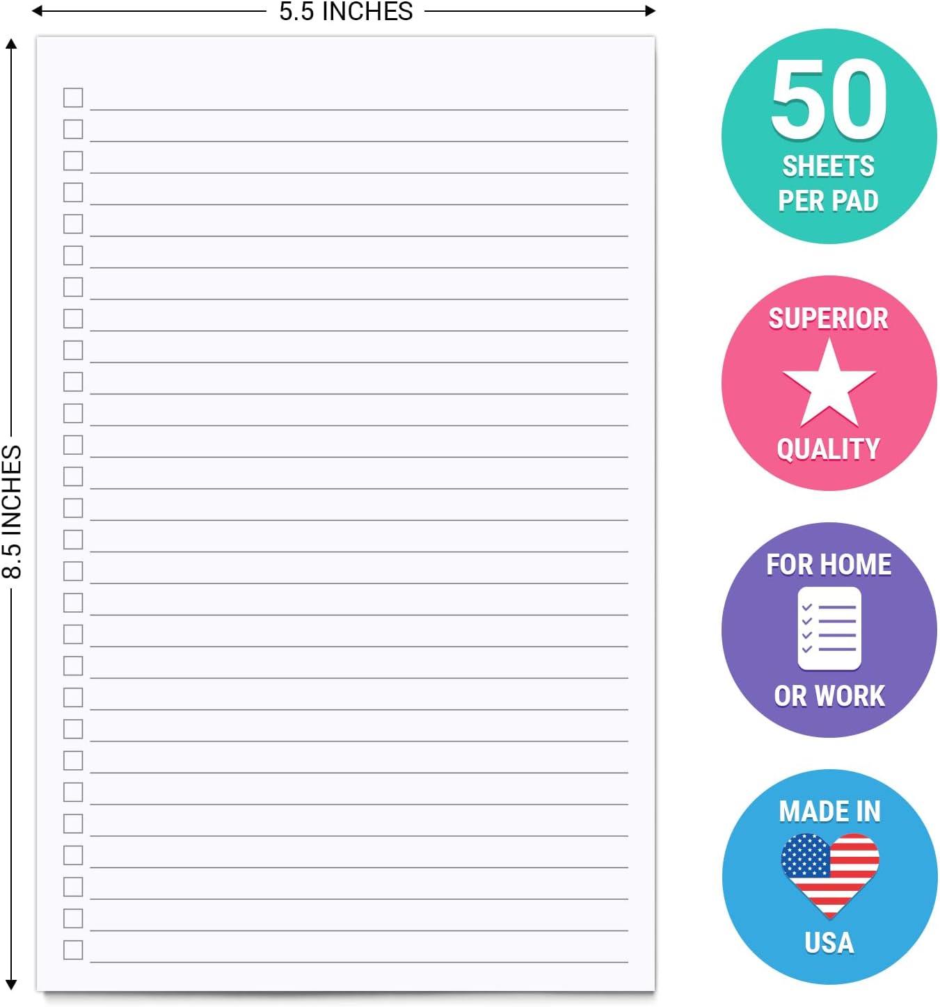 321Done Checklist Notepad, 5.5x8.5 Inches, 50 Sheets, To Do List