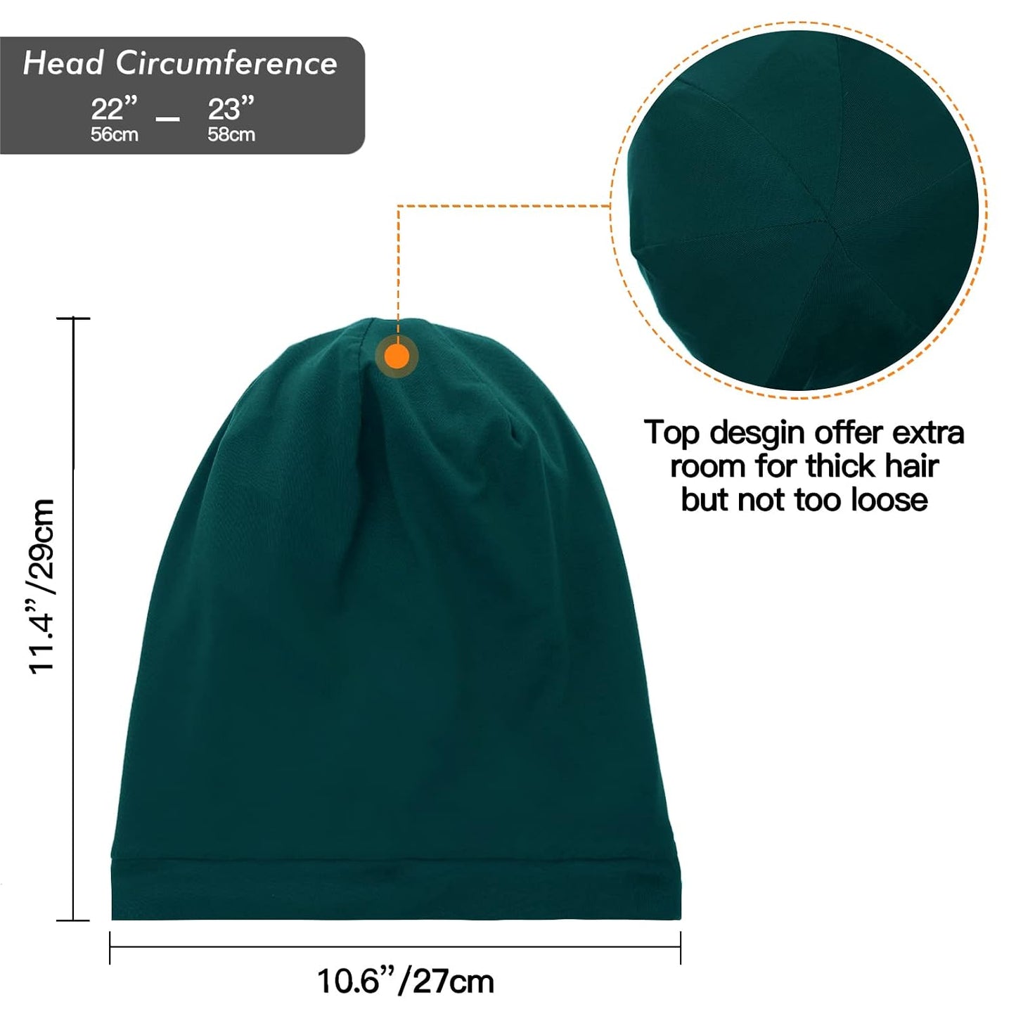 Silk Satin Lined Bonnet Sleep Cap - Adjustable Stay on All Night Hair Wrap Cover Slouchy Beanie for Curly Protection Women and Men Solid Black