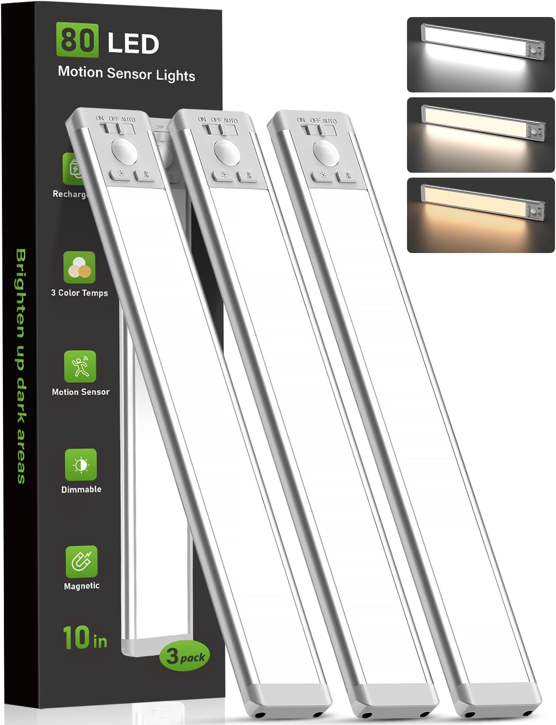 MCGOR 10inch Under Cabinet Lighting, Wireless Motion Sensor Light