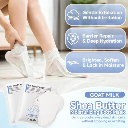 4Pairs PDRN & Collagen & Niacinamide Foot Mask | Foot Peeling and Dead Skin Removal*, Relief Dry and Cracked Feet Skin | Urea, Shea butter, Coconut oil, Salicylic Acid, Hyaluronic | K-Beauty Feet Care