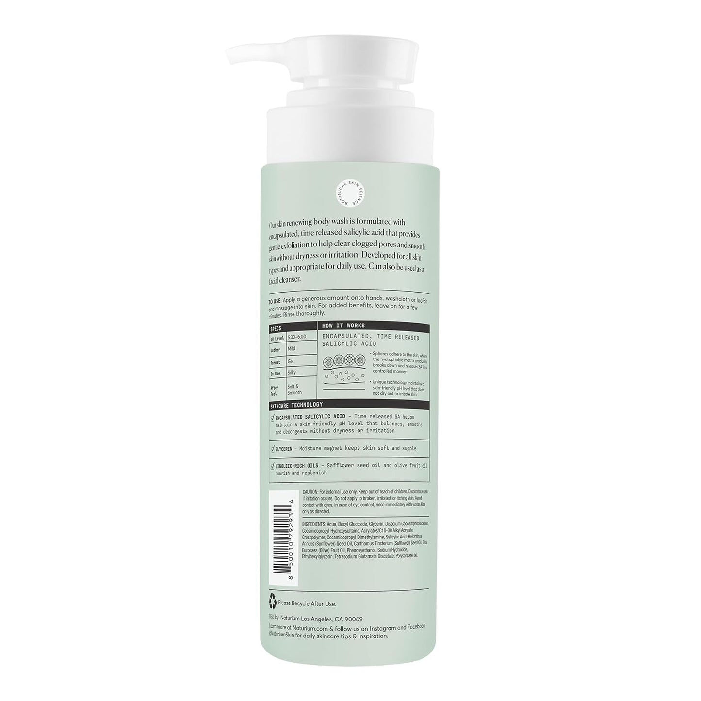 Naturium The Smoother Glycolic Acid Exfoliating Body Wash, Soft & Smoothing Cleanser, 16.9 oz