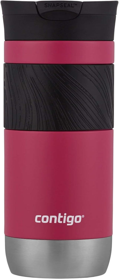 Contigo SNAPSEAL Insulated Stainless Steel Travel Mug with Grip 20oz. Blue Corn Transparent Satin & Midnight Berry