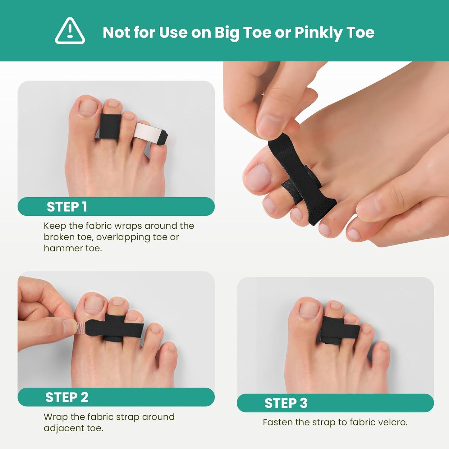 Welnove Hammer Toe Straightener - 8 Pack Broken Toe Wraps - Hammer Toe Corrector for Women - Toe Splints for Crooked Toes, Curled Toes, Bent Toes - (Large, Beige)