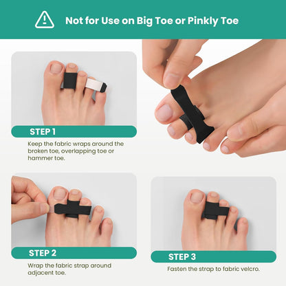 Welnove Hammer Toe Straightener - 8 Pack Broken Toe Wraps - Hammer Toe Corrector for Women - Toe Splints for Crooked Toes, Curled Toes, Bent Toes - (Large, Beige)
