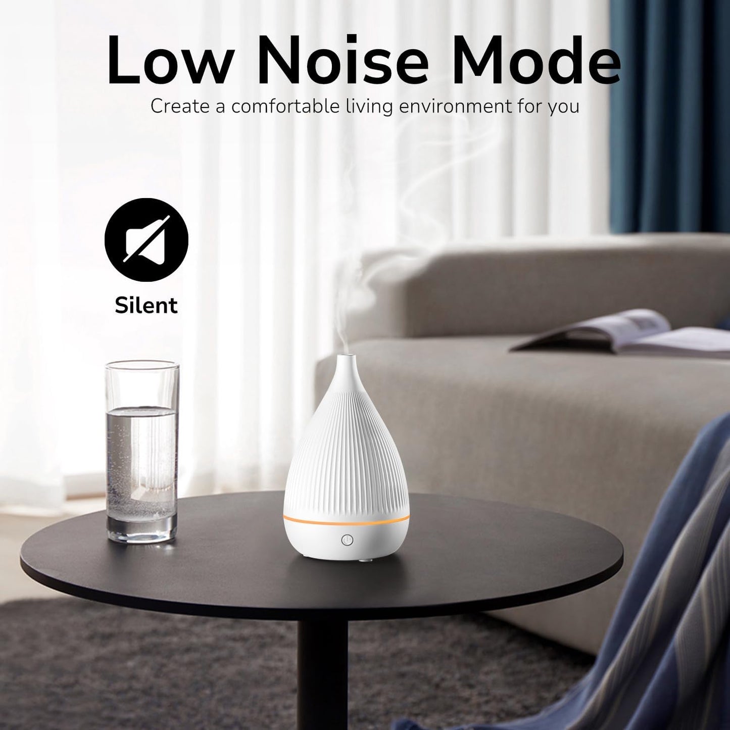 Ultrasonic Essential Oil Diffuser, Home Fragrance Aroma Diffuser with Auto Shut-Off, Color Change Night Light & Ultra-Quiet Operation, BPA-Free Portable Aromatherapy Humidifier for Home (Black)