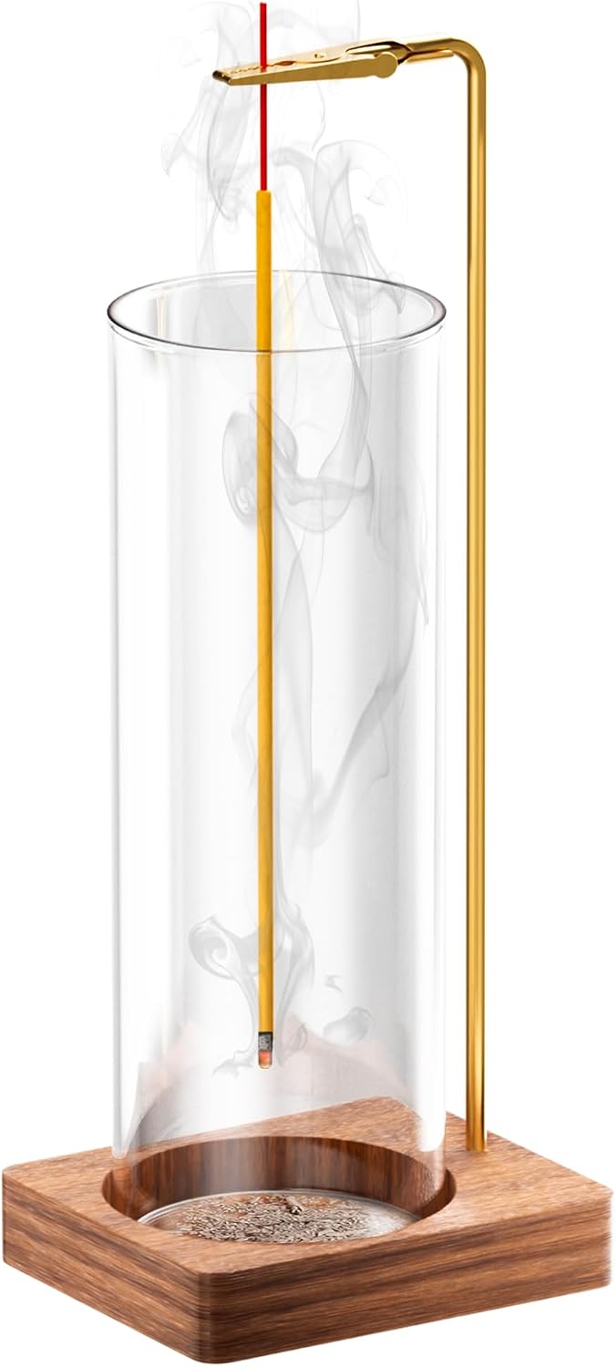 Incense Holder for Sticks, Insence-Stick Holder, Anti-Ash Flying No Mess Incense Burner, Incense Stick Holder with Glass Ash Catcher, for Yoga Spa Meditation Home Decor(2 Pack)