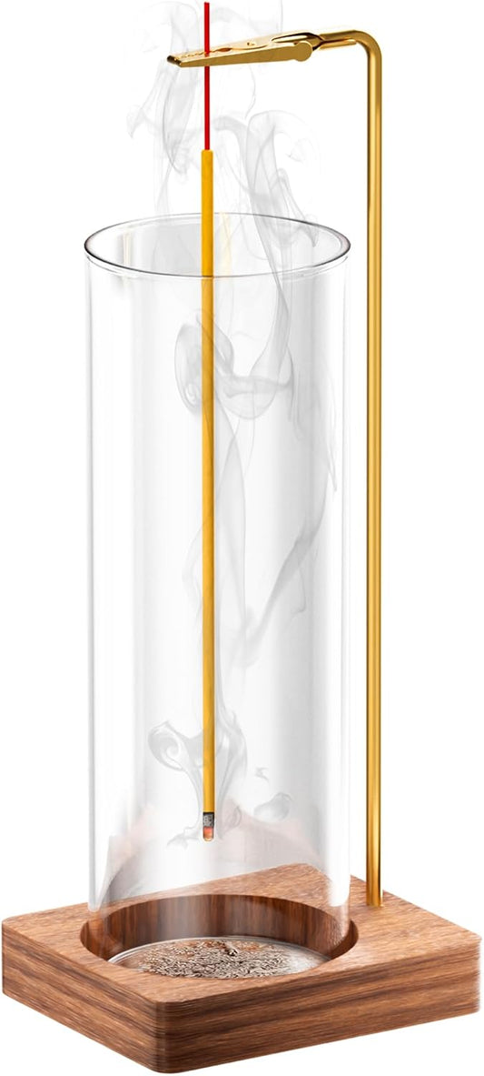 Incense Holder for Sticks, Insence-Stick Holder, Anti-Ash Flying No Mess Incense Burner, Incense Stick Holder with Glass Ash Catcher, for Yoga Spa Meditation Home Decor(2 Pack)