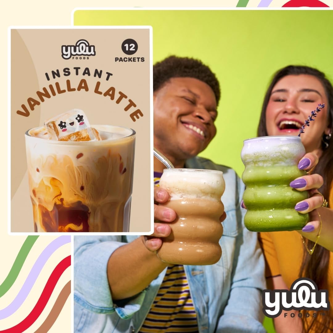 YULU FOODS Matcha Instant Latte Mix (12 Servings, 8.47 oz) | 3-in-1 Japanese Matcha Latte Powder with Creamer & Sugar | Non-Dairy | Hot or Iced Café-Style Latte in Seconds
