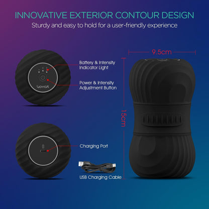 Vibrating Peanut Massage Ball Roller, Electric Double Lacrosse Massage Ball with 4 Intensities for Muscle Pain Relief, Rechargeable Deep Tissue Massage, Yoga Sports Fitness MB300 (Black)