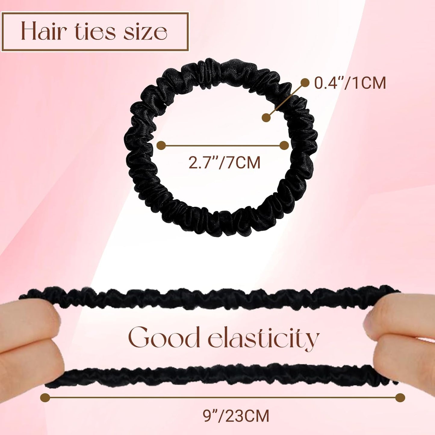22 Momme 6PCS 100% Mulberry Silk Hair Ties Small Silk Scrunchies for Women Girls Curly Thick Thin Hair .Women's Black Cute Satin Sleepy Bulk Hair Tie Scrunchie Sleep
