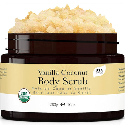 Peppermint Tea Tree Organic Body Scrub - USA Made Sugar Scrub with Natural Ingredients, Moisturizing Body & Foot Exfoliator for Dry and Sensitive Skin, Removes Dead Skin Cells & Reduces Ingrown Hair