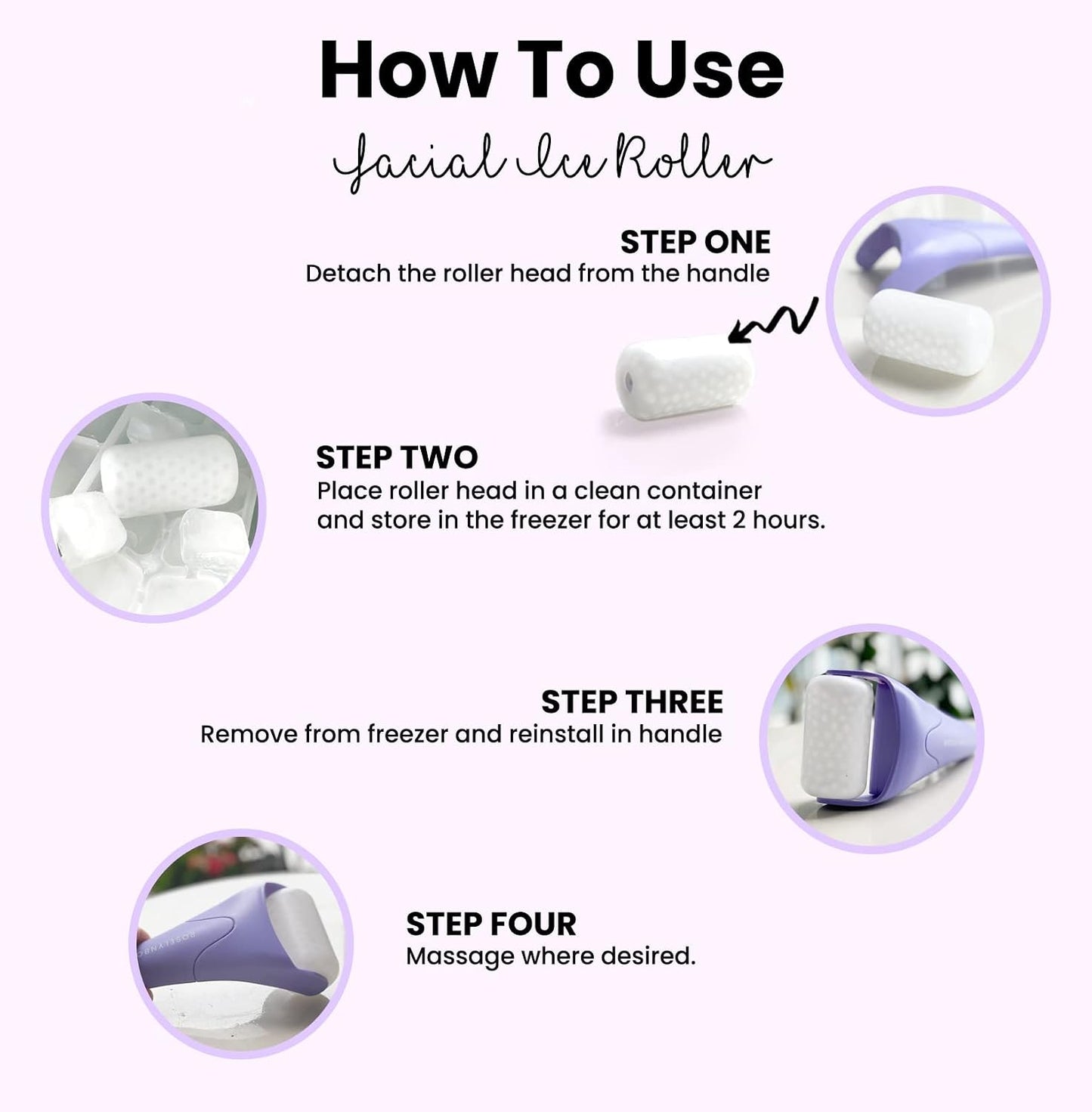 ROSELYNBOUTIQUE Ice Roller for Face & Gua Sha Facial Tools - Wrinkles Fine Lines Puffiness Massager Facial Skin Care Guasha Tools Self Care Gifts for Men Women (Pink)