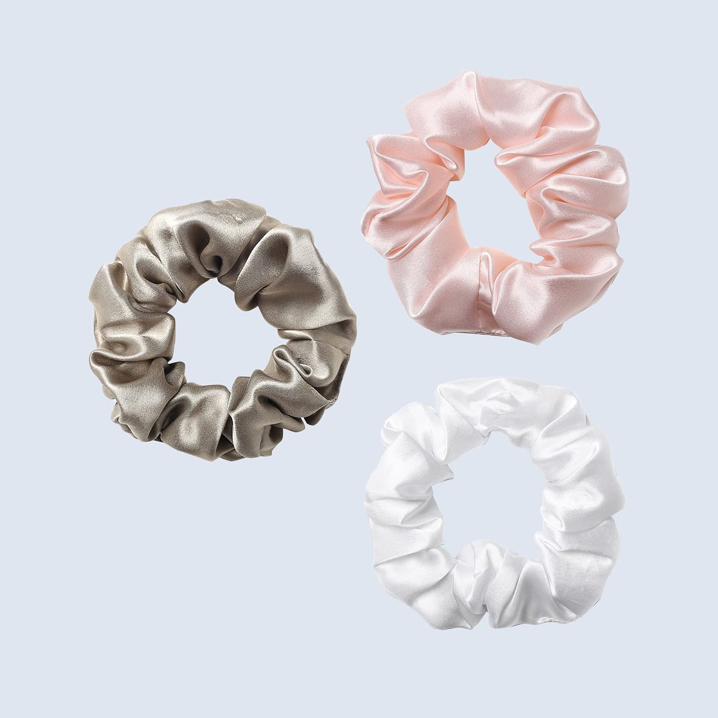 ZIMASILK 100% Mulberry Silk Hair Scrunchies, Best For Women And Girls’ Hair 19 Momme Elastic Hair Bands for Ponytail Holder Gentle And No hurt (3 Pack, Black)