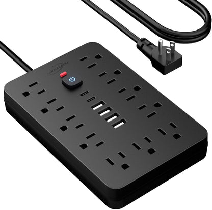 6 FT Flat Plug Surge Protector Power Strip,11 AC Outlets with 6 USB Ports