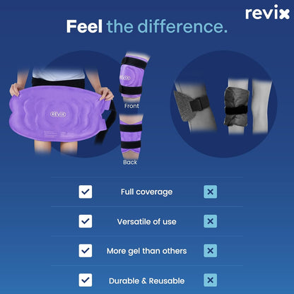 REVIX 20‘’ XXXL Knee Ice Pack Wrap Around Entire Knee, Extra Large Ice Pack for Knee Meniscus Tear and Arthritis, Cold Compress Therapy, Reusable Ice Wraps for Back, Shoulder, Post-Workout Recovery