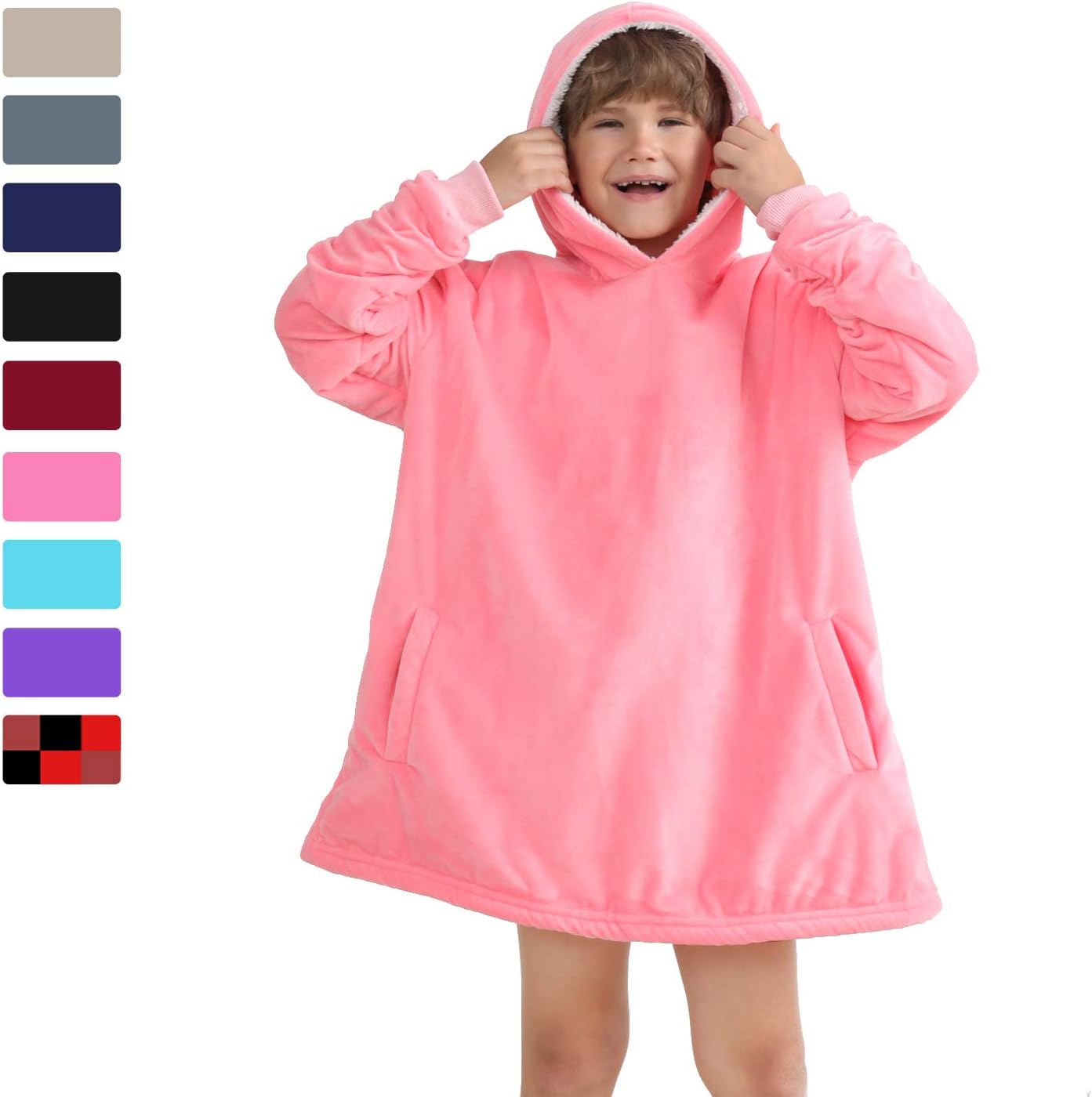 LetsFunny Blanket Hoodie,Oversized Wearable Sherpa Fleece Blanket Sweatshirt,Super Soft Warm Cozy with Giant Pocket,Gifts for Women Men Adults Teenagers, One Size Fits All