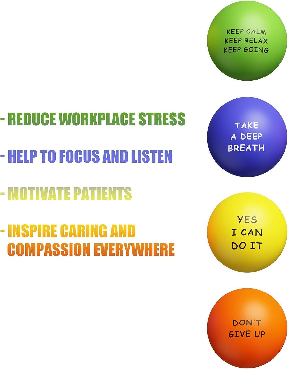 KDG Motivational Stress Balls(6 Pack) for Kids and Adults,Stress Relief Ball with Quetos to Rrelieve Anxiety and Manage Anger