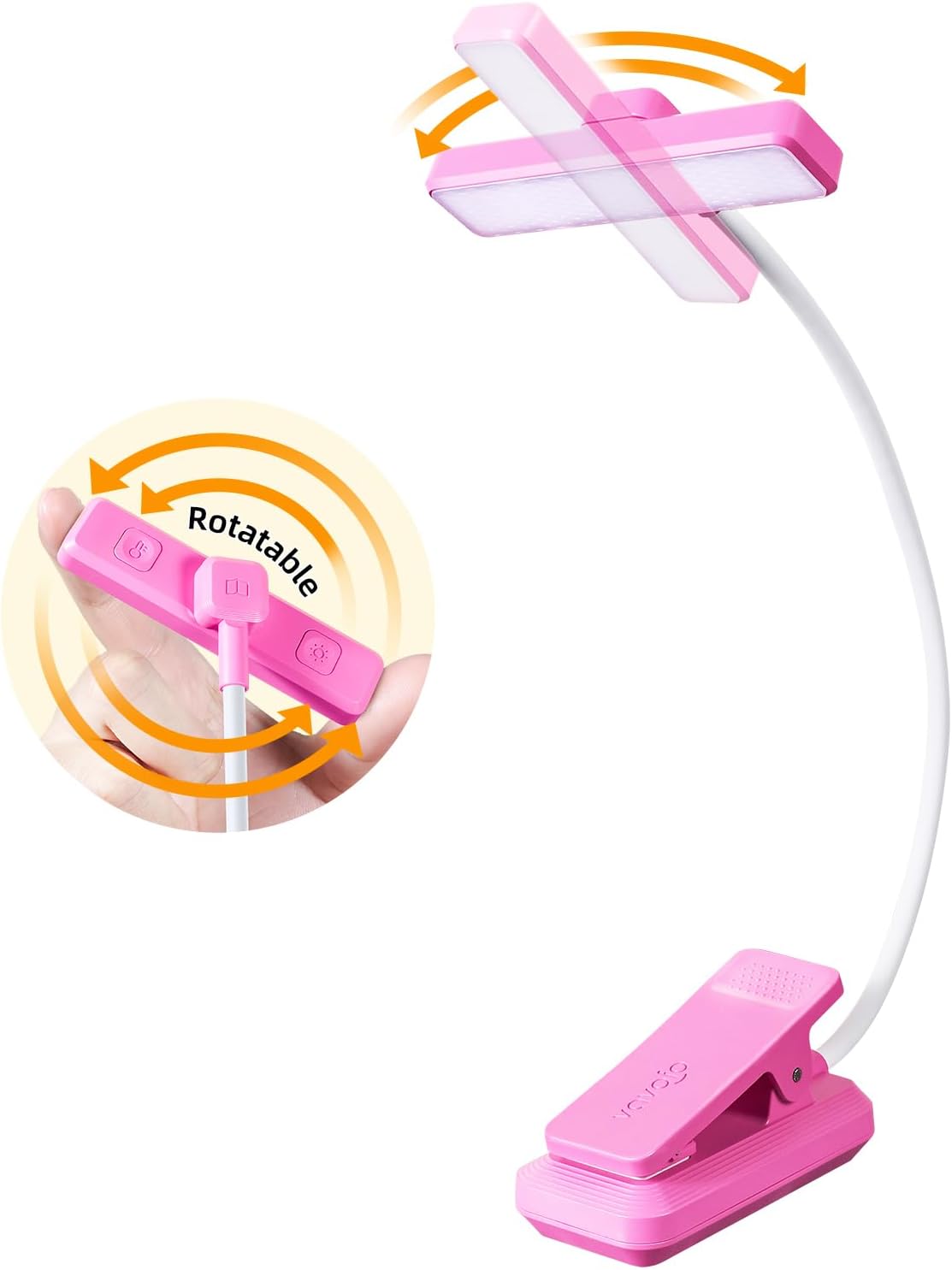 VAVOFO 24 LEDs Rotatable Book Light, Rechargeable Clip Reading Lamp