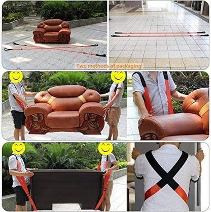 Moving Straps 2-Person Lifting and Moving System Adjustable Shoulder Lifting Carrying and Moving Straps Easily Move Lift Carry Secure Furniture Heavy Objects Orange