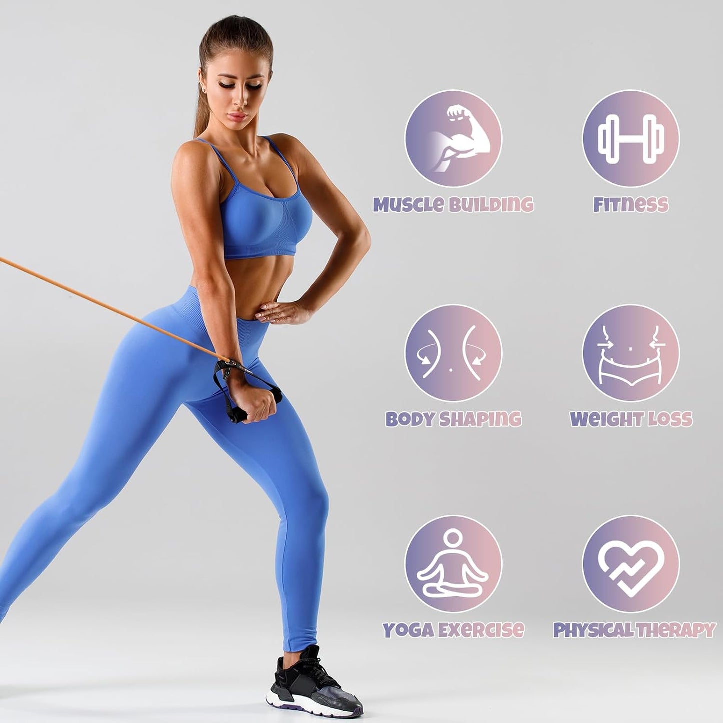 RitFit Single Resistance Bands with Handles Door Anchor for Home Gym