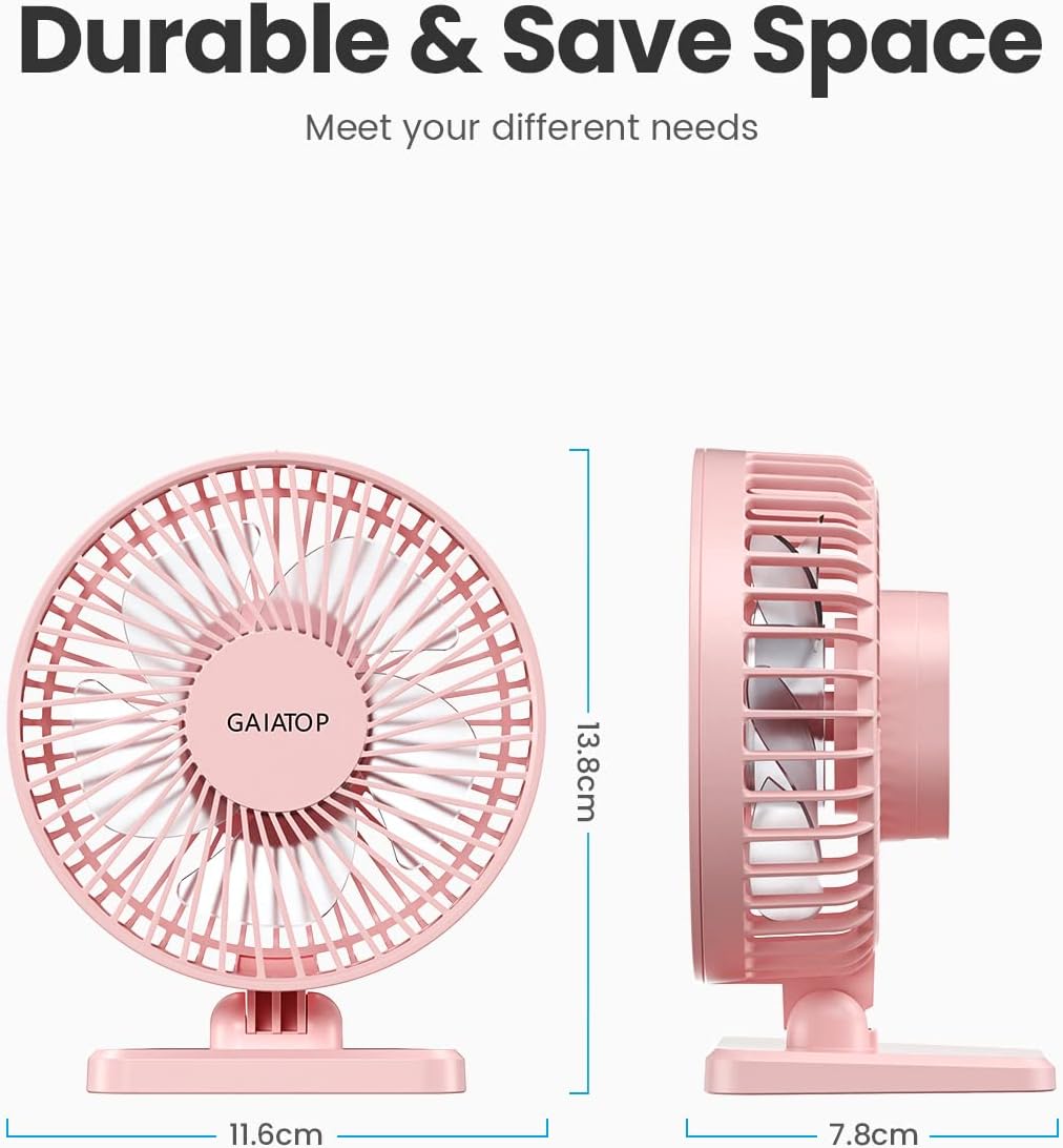 Gaiatop USB Desk Fan, Small But Powerful, Personal Portable Quiet 3 Speeds, Adjustable Mini Table Desktop fan for Cooling Home Office Car Summer Travel Gifts Blue