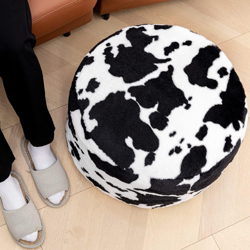 Round Pouf Ottoman Foot Stool 20x14In Ottoman Footrest for Couch Sofa Green