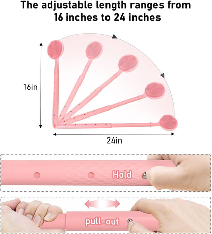 OZNER 24 Inches Silicone Back Scrubber for Shower - Extendable Long Handle Shower Brush with Dual-Sided Bristles - Exfoliating Body Scrubber for Sensitive Skin - Perfect for Men & Women (Black)