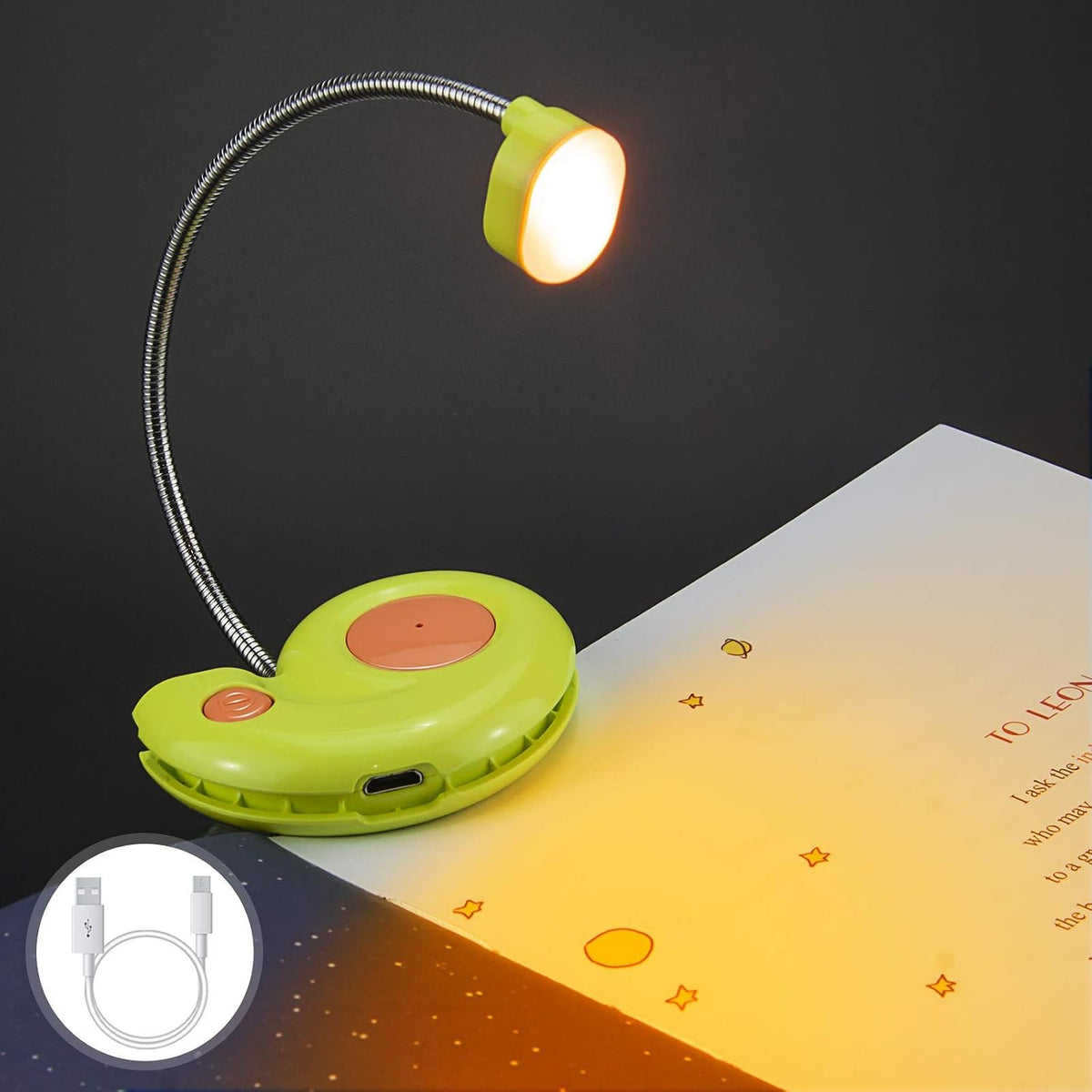 Kids Rechargeable Book Light, Clip on Reading Light for Kid, Kids Reading Lights, Amber Book Light for Reading in Bed, 2 Lighting Modes, Blue Light Blocking, Bookmark Light for Bookworms-Pink