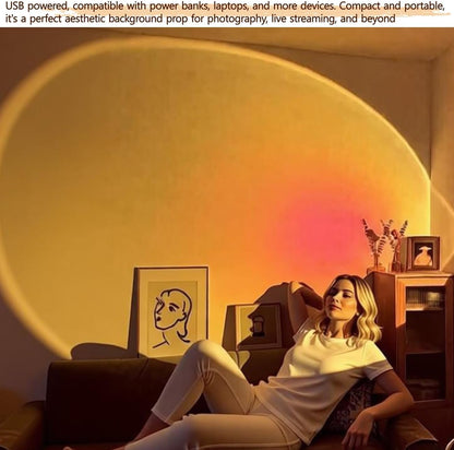 Jensense Sunset Lamp Golden Glow Closely Sunset Sunrise Feel Night Light Simple Mood Light Decor Bedroom Photography Live Streaming Background, NO APP, NO Color Changing