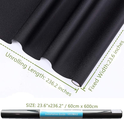 VELIMAX Static Cling Total Blackout Window Film Privacy Room Darkening Window Tint Black Window Cover 100% Light Blocking No Glue (17.7 x 78.7 inches)