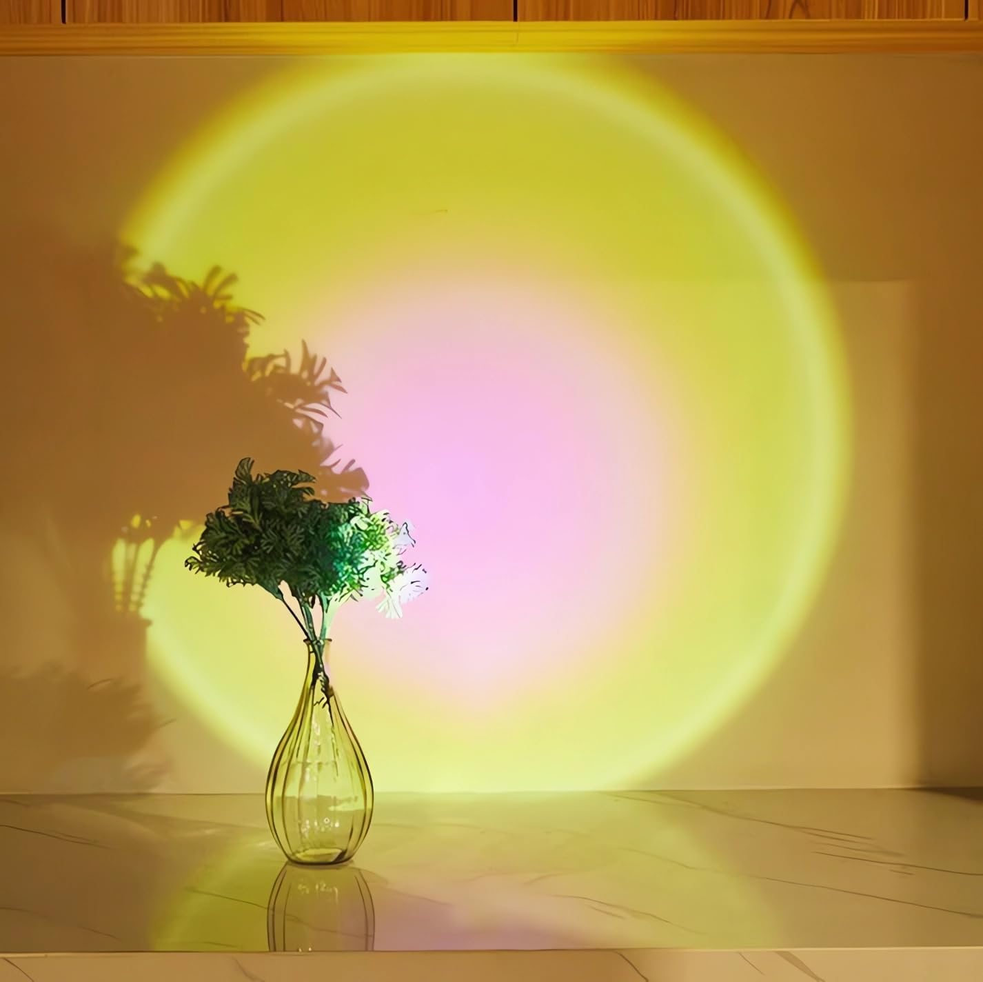 Sunset Visual Lamp Projector - Battery Powered, 2 Levels Brightness & Self-Adhesive LED Lights, Night Light for Home/Bedroom/Party/Photography (Rainbow)