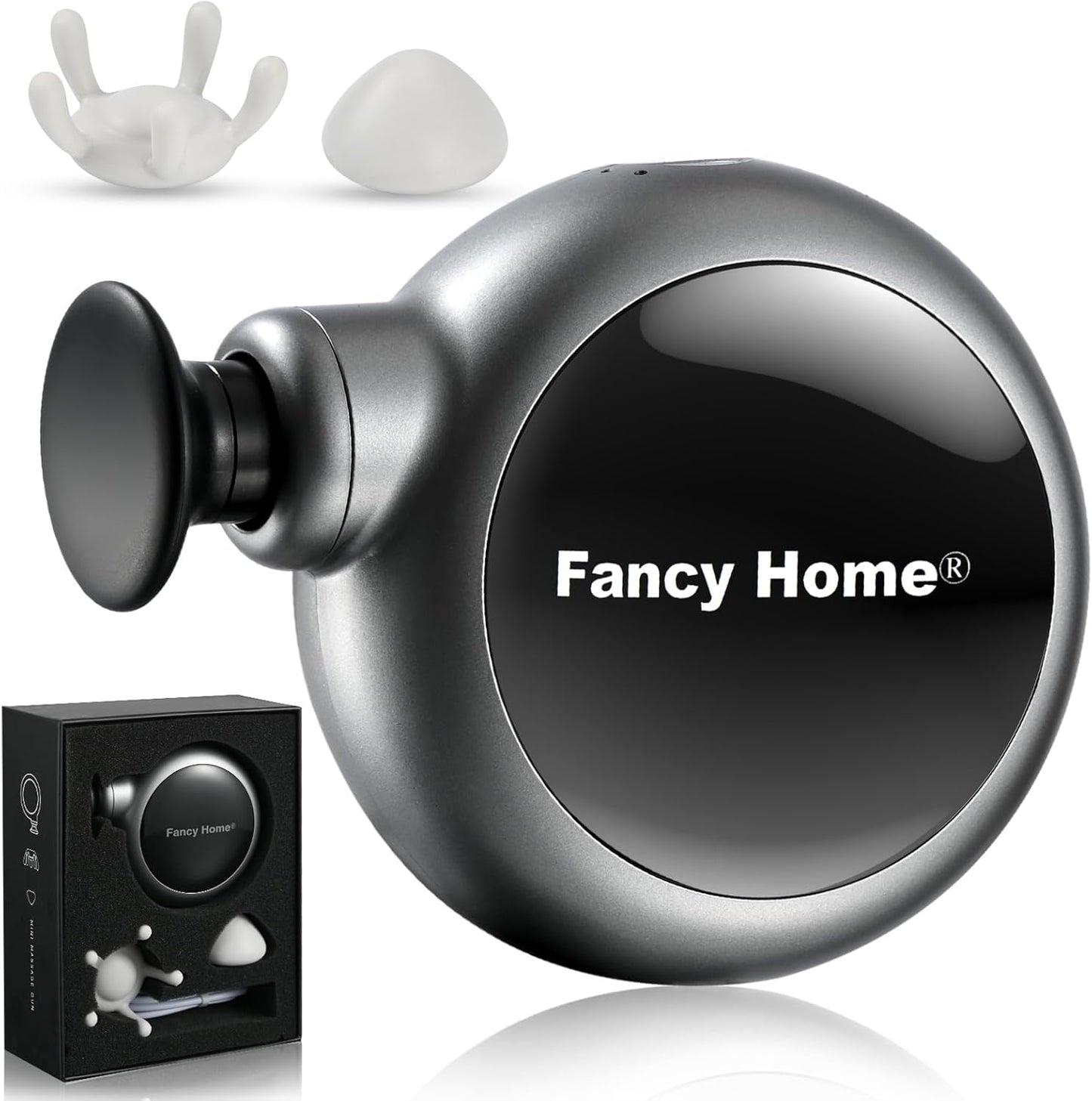Fancy Home® Mini Massage Gun - Palm Sized Deep Tissue Massager Gun, Unique Small Hand Massager for Circulation, Cordless Powerful 3200 RPM | Ultra Quiet | Travel Friendly （Black Grey） Father's Day