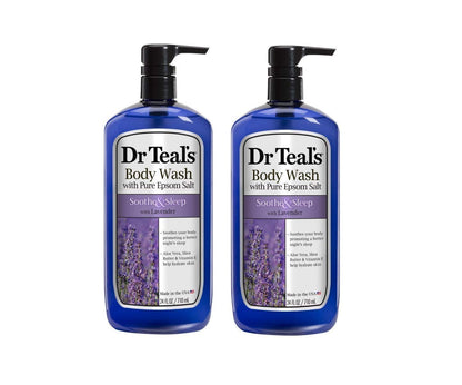 Dr Teal's Body Wash with Pure Epsom Salt, Soothe & Sleep with Lavender, 24 fl oz (Pack of 4)