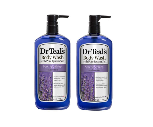 Dr Teal's Body Wash with Pure Epsom Salt, Soothe & Sleep with Lavender, 24 fl oz (Pack of 4)