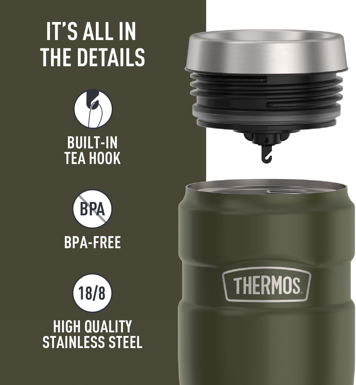 THERMOS Stainless King Vacuum-Insulated Travel Tumbler, 16 Ounce, Matte Steel